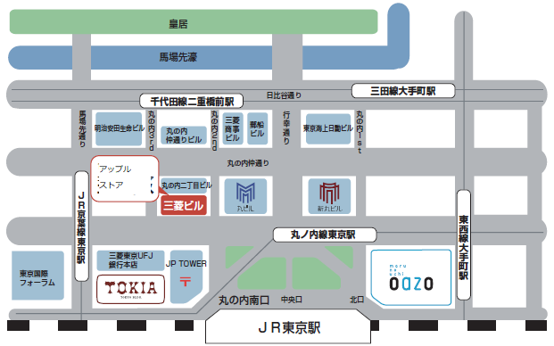 東京駅前丸の内周辺ビルの配置